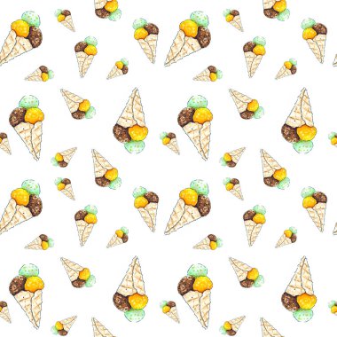 Kusursuz bir arka plan, elle çizilmiş dondurma.