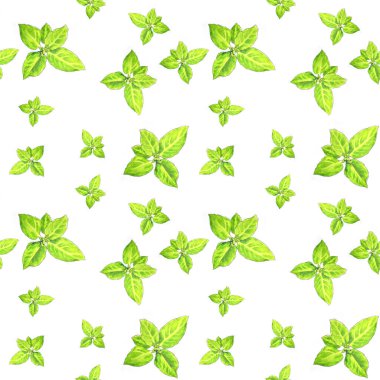 Elle çizilmiş fesleğen yapraklarıyla kusursuz bir arkaplan