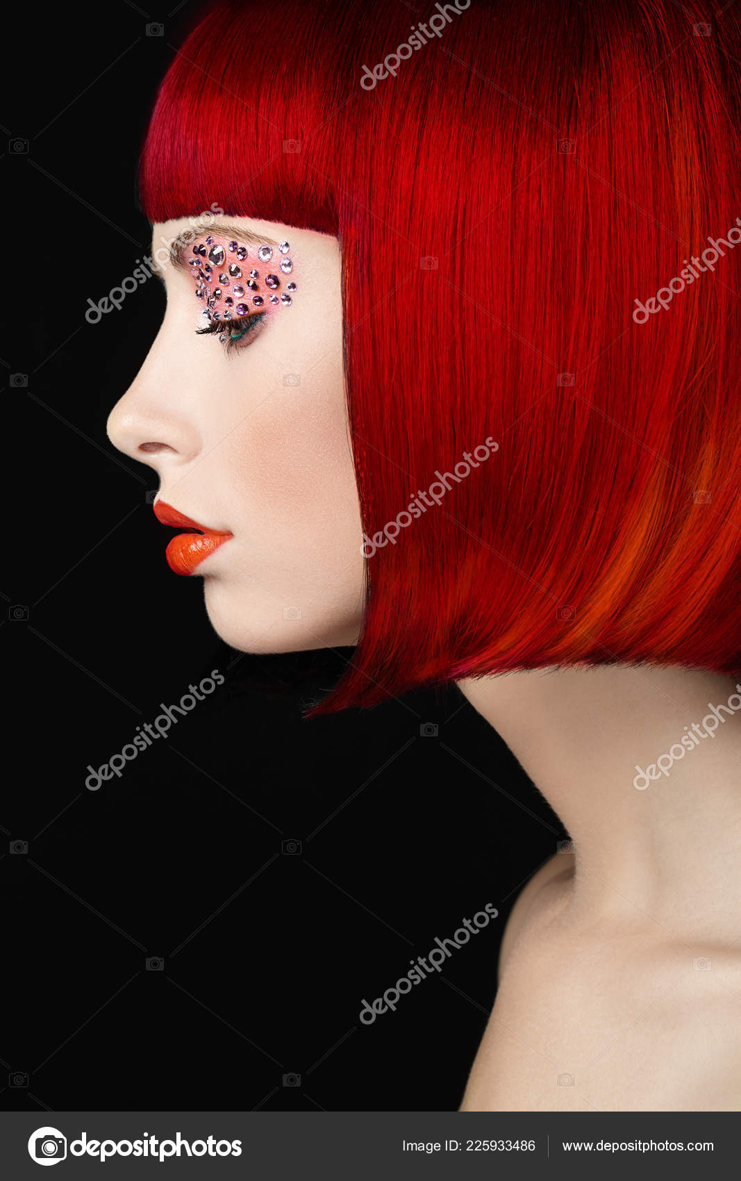Beauty Fashion Model Girl Colorful Dyed Hair Girl Perfect Makeup