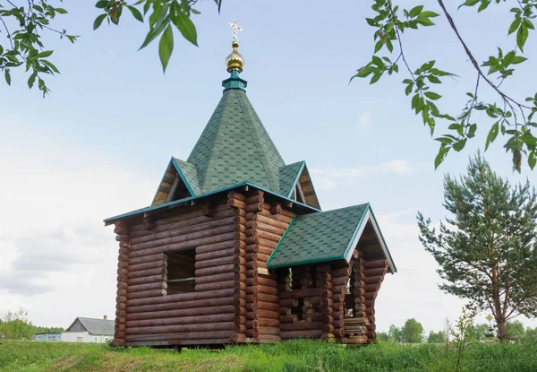 Houten Kapel Het Noorden Van Rusland Rand Van Een Dorp — Stockfoto