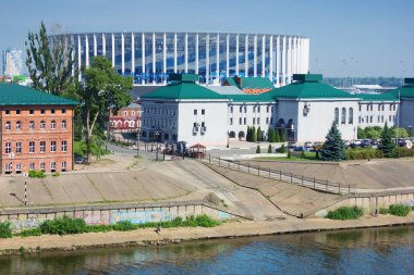 Nizhny Novgorod, Rusya Federasyonu - 24 Haziran 2018: için Dünya Kupası Stadyumu Volga Nehri üzerinde inşa