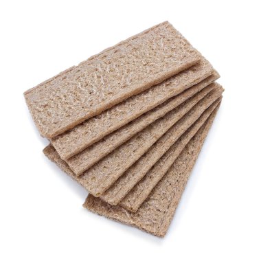 Kepek ile iştah açıcı crispbread yalan beyaz artalan