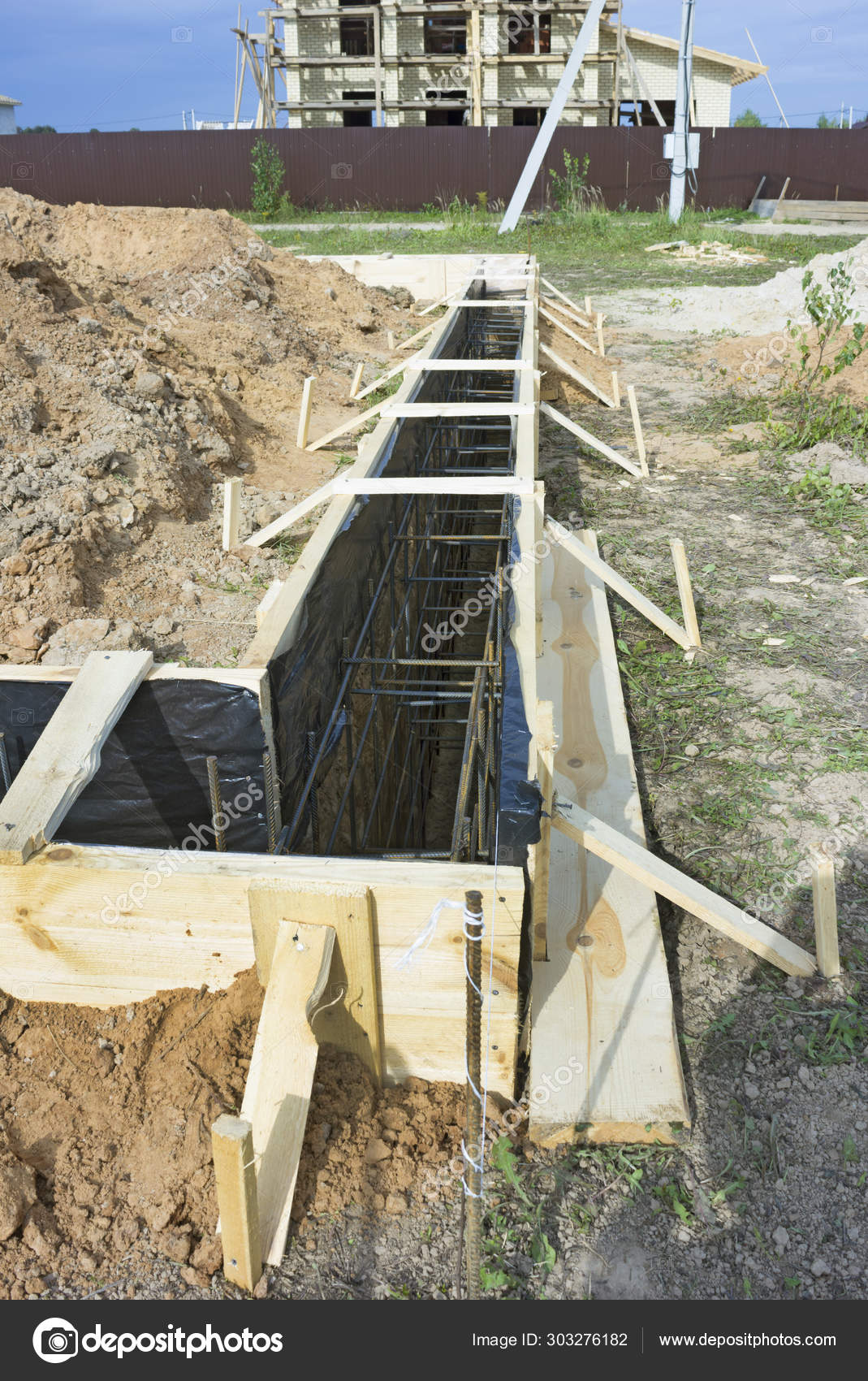 Construction Of Formwork For Foundation Of Small Country House Stock Photo Image By C Sever180 303276182