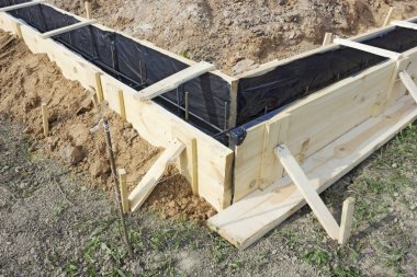 Küçük kır evi temeli için kalıp Köşesi