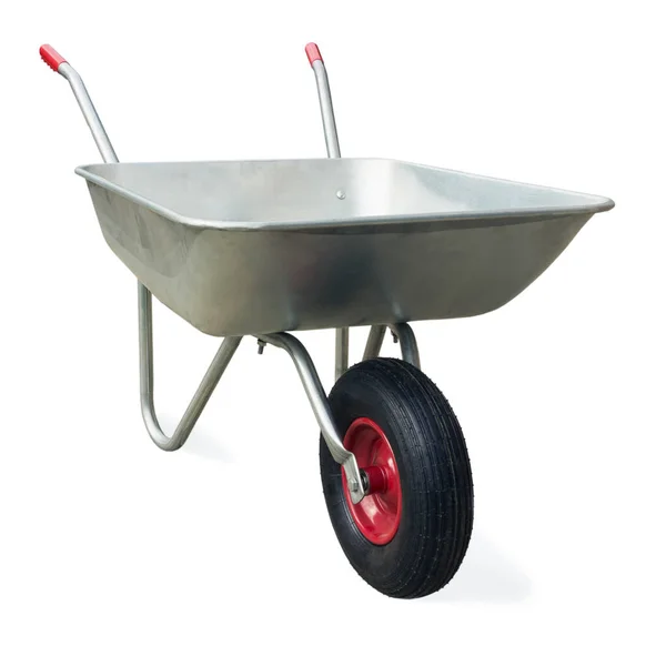 Wheelbarrow Isolated White Background Garden Single Wheel Cart — Stock Photo, Image