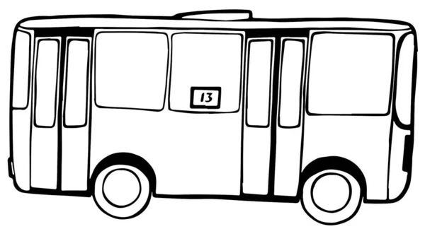 Pequeno Autocarro Passado Para Transporte Passageiros Ilustração Vetorial — Vetor de Stock
