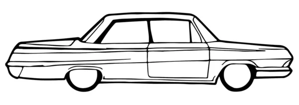 Ζωγραφίζει Στο Λευκό Κληρονομικό Αυτοκίνητο Μόνο Εξώπορτες Εικονογράφηση Διανύσματος — Διανυσματικό Αρχείο