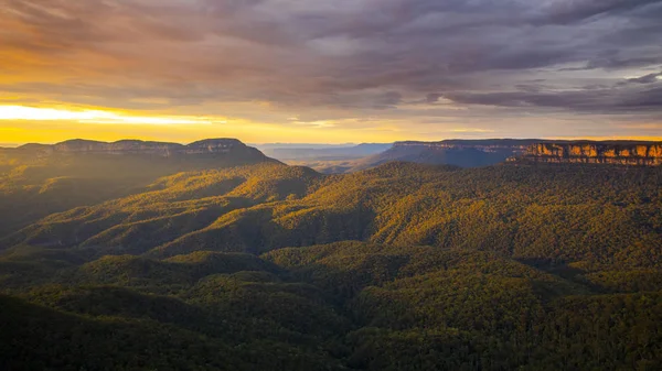 Weergave Van Blue Mountains Australië Zonsondergang Achtergrond — Stockfoto