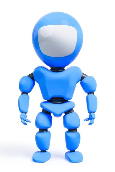 Azul Brinquedo Masculino Robô Fundo Branco — Fotografia de Stock