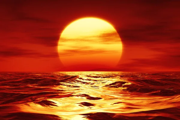 Дике Море Фоні Червоного Заходу Сонця — стокове фото