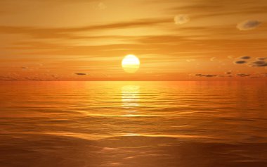 golden sunset arka plan üzerinde sakin okyanus