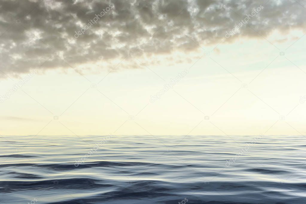 empty ocean on cloudy background