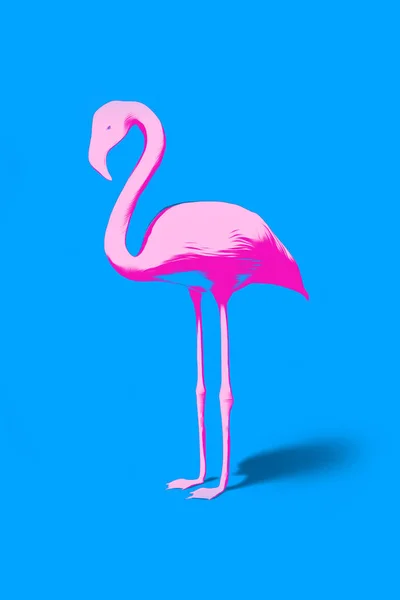 Rosa Flamingo Auf Blauem Hintergrund — Stockfoto