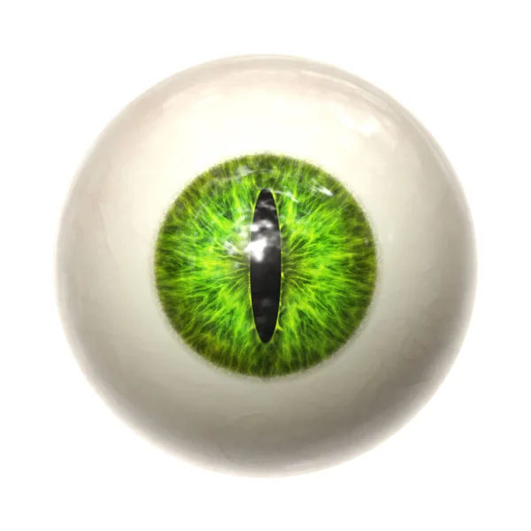 Textura Olho Gato Verde Isolado Fundo Branco — Fotografia de Stock