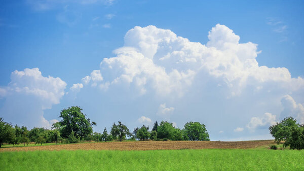 сельское хозяйство пейзаж на голубом фоне неба
