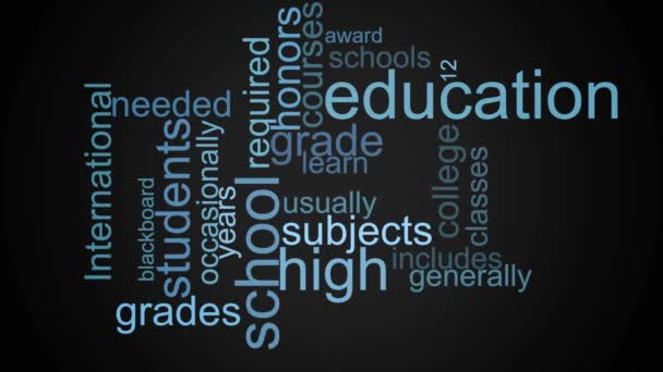 Education Theme Words Cloud Black Background — Stock Video