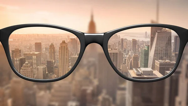 Óculos Pretos Paisagem Urbana Nova York — Fotografia de Stock