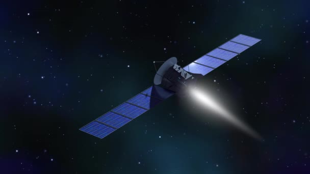 Sonda Espacial Voladora Fondo Del Cosmos — Vídeo de stock