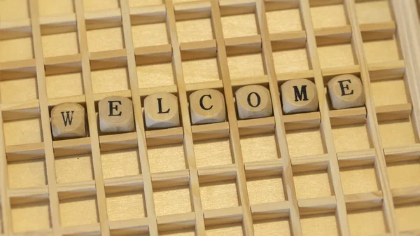 Wooden Dices Word Welcome — Stock Photo, Image
