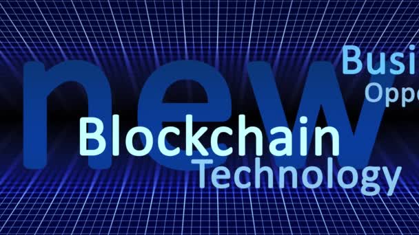 Blockchain Pada Latar Belakang Cetak Biru Konsep Cryptocurrency — Stok Video