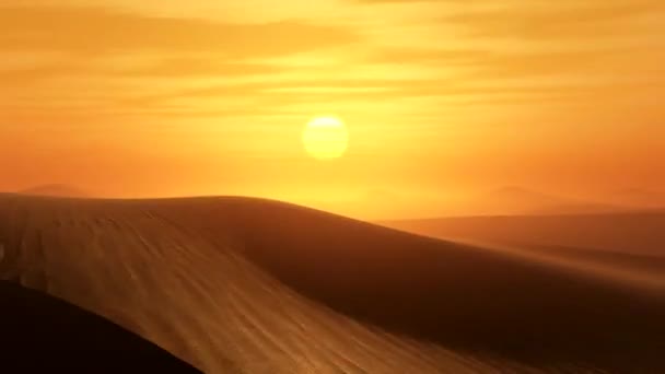 Vista Del Atardecer Naranja Sobre Las Dunas Del Desierto — Vídeos de Stock