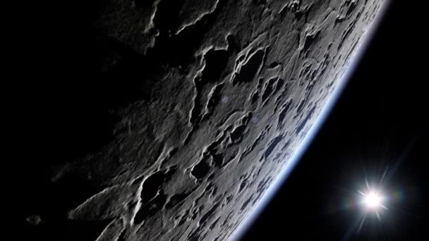 Surface Lune Avec Soleil Dans Galaxie — Video