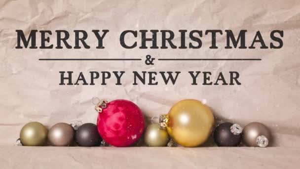 Buon Natale Felice Anno Nuovo Banner Con Decorazioni — Video Stock