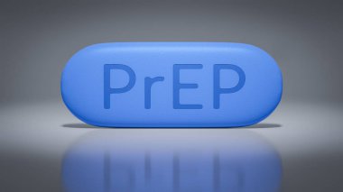 Typical PrEP pill on grey background clipart