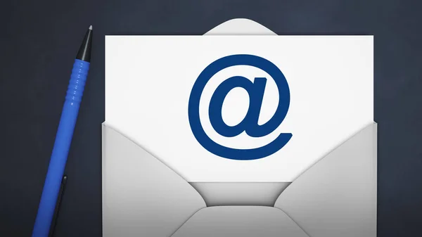 電子メール署名の白い封筒 — ストック写真
