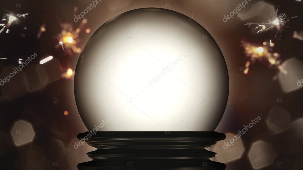 crystal ball fortune teller on sparklers background