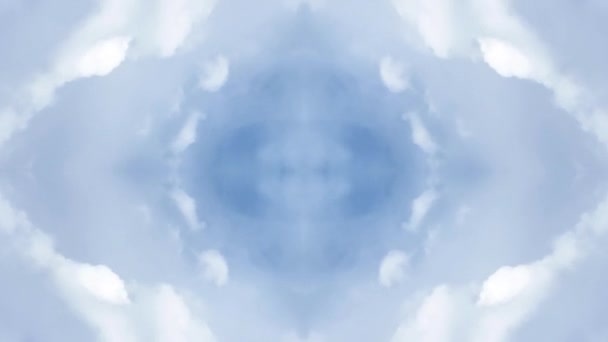 青い空白い雲万華鏡モーションに 創造的なビデオ パターン — ストック動画
