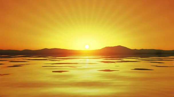 Giallo Luminoso Arancio Tramonto Sull Oceano — Video Stock