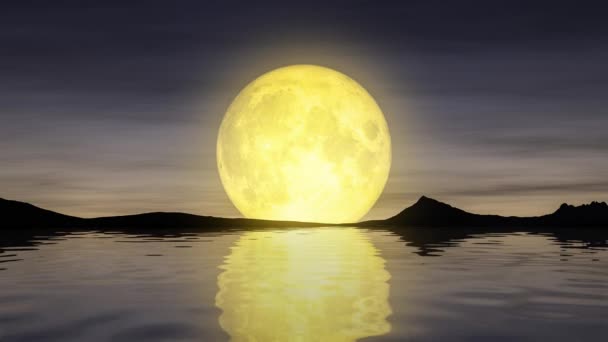 Місяць, що сходить над морем — стокове відео