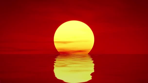Ruhige See Mit Sonnenuntergang Auf Orangefarbenem Hintergrund — Stockvideo