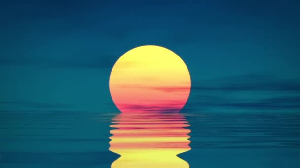 Ruhige See Mit Sonnenuntergang Auf Blauem Hintergrund — Stockvideo