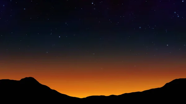 Paisaje Nocturno Con Cielo Estrellado Sobre Montañas — Foto de Stock