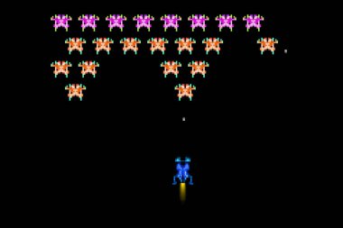 Tipik bir 80s Illustration pixel uzay strateji oyunu