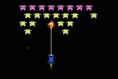 Tipik bir 80s Illustration pixel uzay strateji oyunu