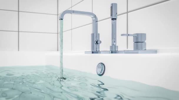 Moderner Wasserhahn Mit Becken Fließendem Wasser Loopbarer Animation — Stockvideo