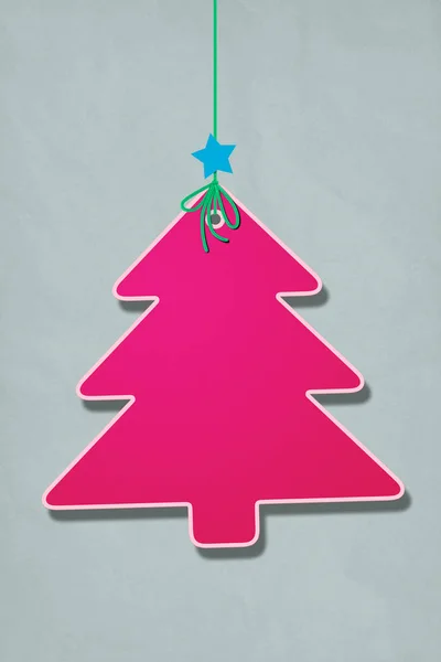 Ροζ Χριστουγεννιάτικο Δέντρο Tag — Φωτογραφία Αρχείου