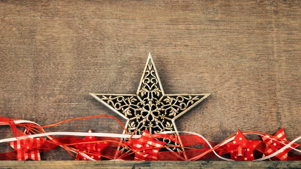 Decoración Navidad Fondo Madera Con Estrella — Foto de Stock