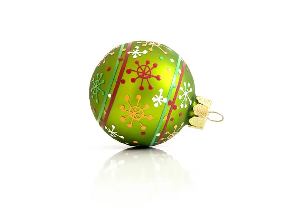 Image Green Christmas Glass Ball Isolated White Background — Stock Photo, Image