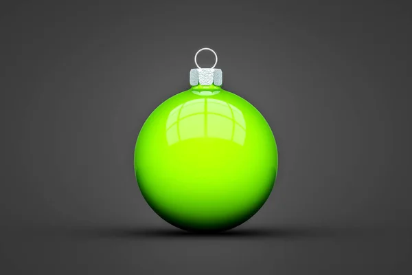 Πράσινη Χριστουγεννιάτικη Μπάλα Απομονωμένη Κείμενο Απεικόνιση Χώρου — Φωτογραφία Αρχείου