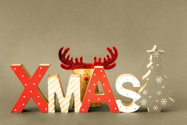 Christmas Decoration Xmas Text Hidden Reindeer — Stock Photo, Image