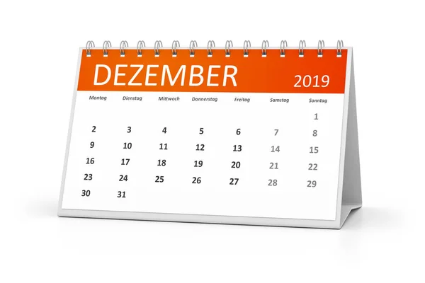 Calendrier Vos Événements 2019 Décembre Langue Allemande — Photo