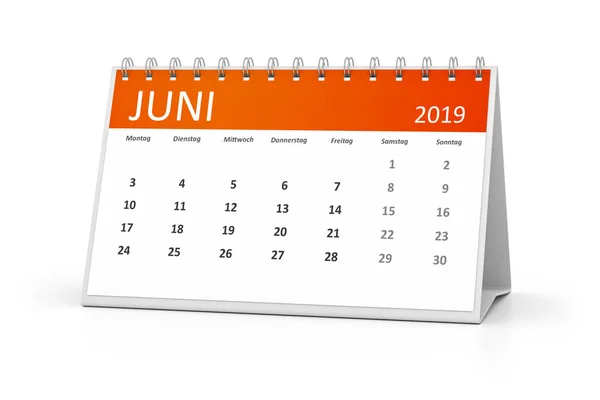 Calendário Tabela Para Seus Eventos 2019 Junho Alemão — Fotografia de Stock