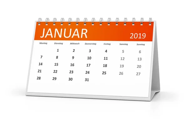 Calendario Tabla Para Sus Eventos 2019 Enero Idioma Alemán — Foto de Stock