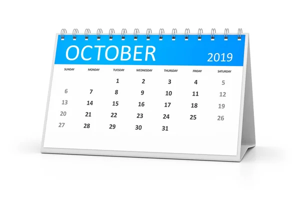 Tabel Kalender Til Dine Arrangementer 2019 Oktober - Stock-foto