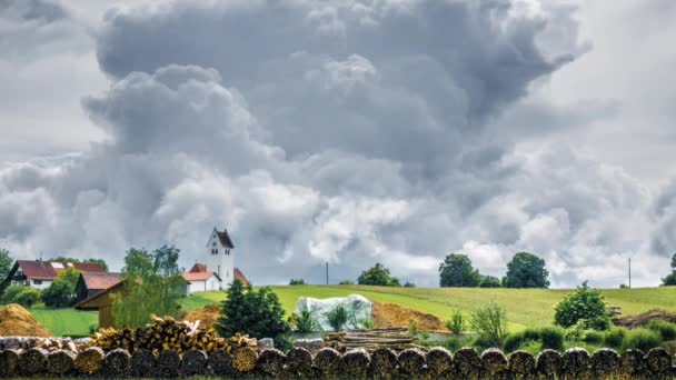 Time Lapse Storm Clouds Countryside Buildings Loopable Animation — Stock Video