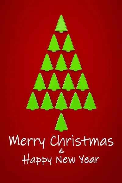 緑の木の 図を作成いくつかのクリスマス ツリーのクリスマスの装飾 — ストック写真